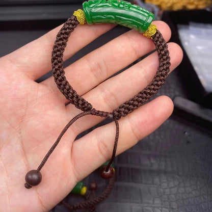 COKICOCO Jadeite carving, dried green jade bracelet, women's handmade woven jade bracelet, bracelet gift