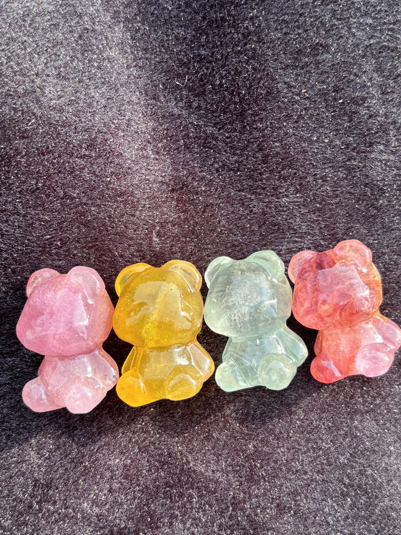 Fluorite bears in different colors, $5 each