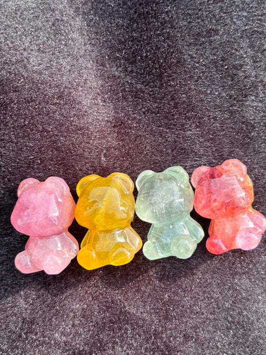 Fluorite bears in different colors, $5 each