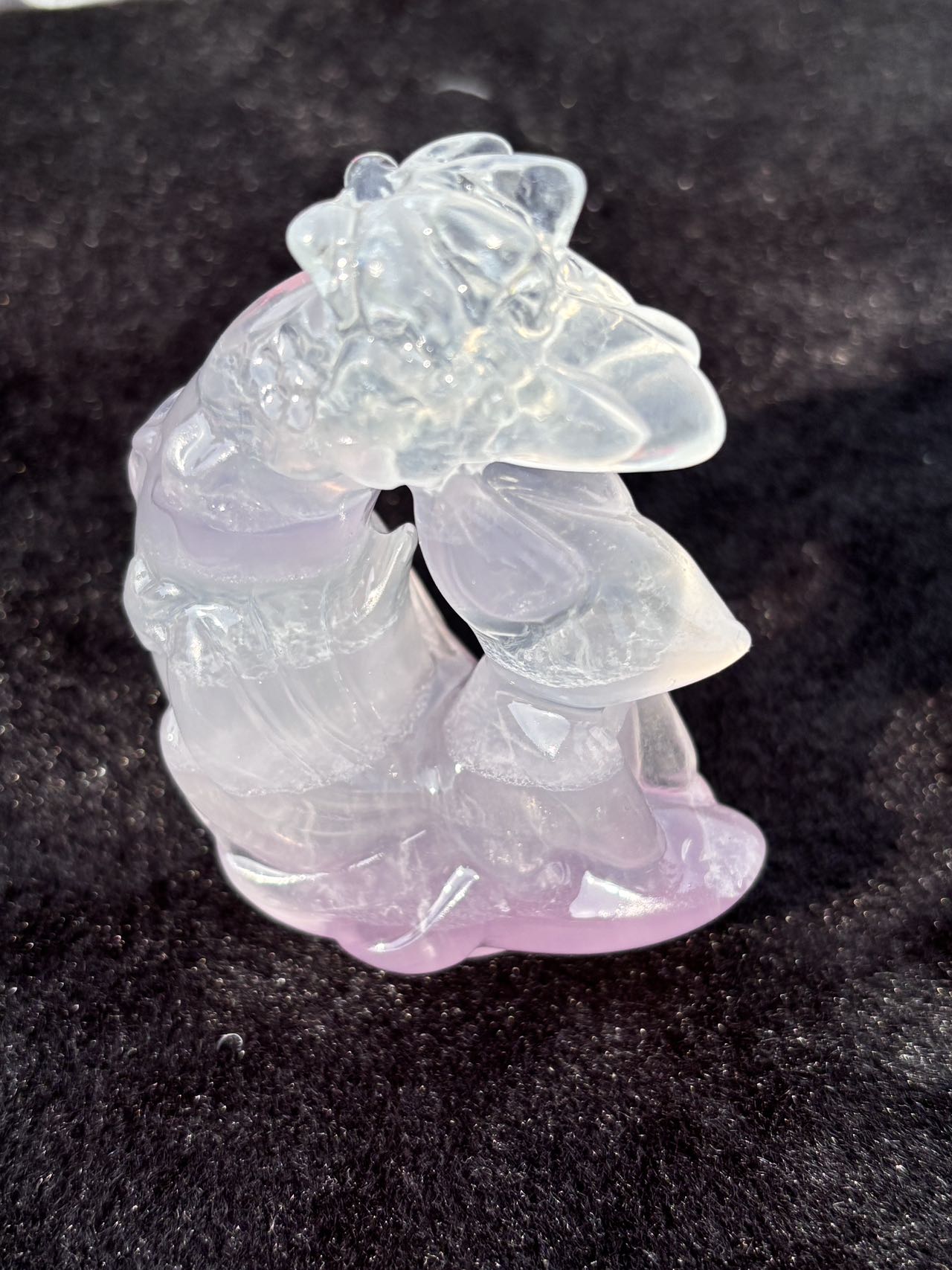 Natural fluorite colored moon fox High quality carved ice transparent nine-tailed fox