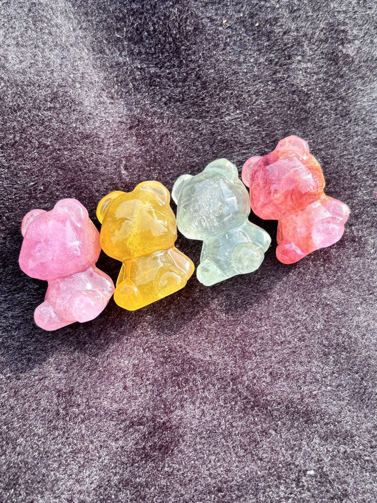 Fluorite bears in different colors, $5 each