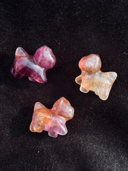 Fluorite kittens of different colors, 3 pieces